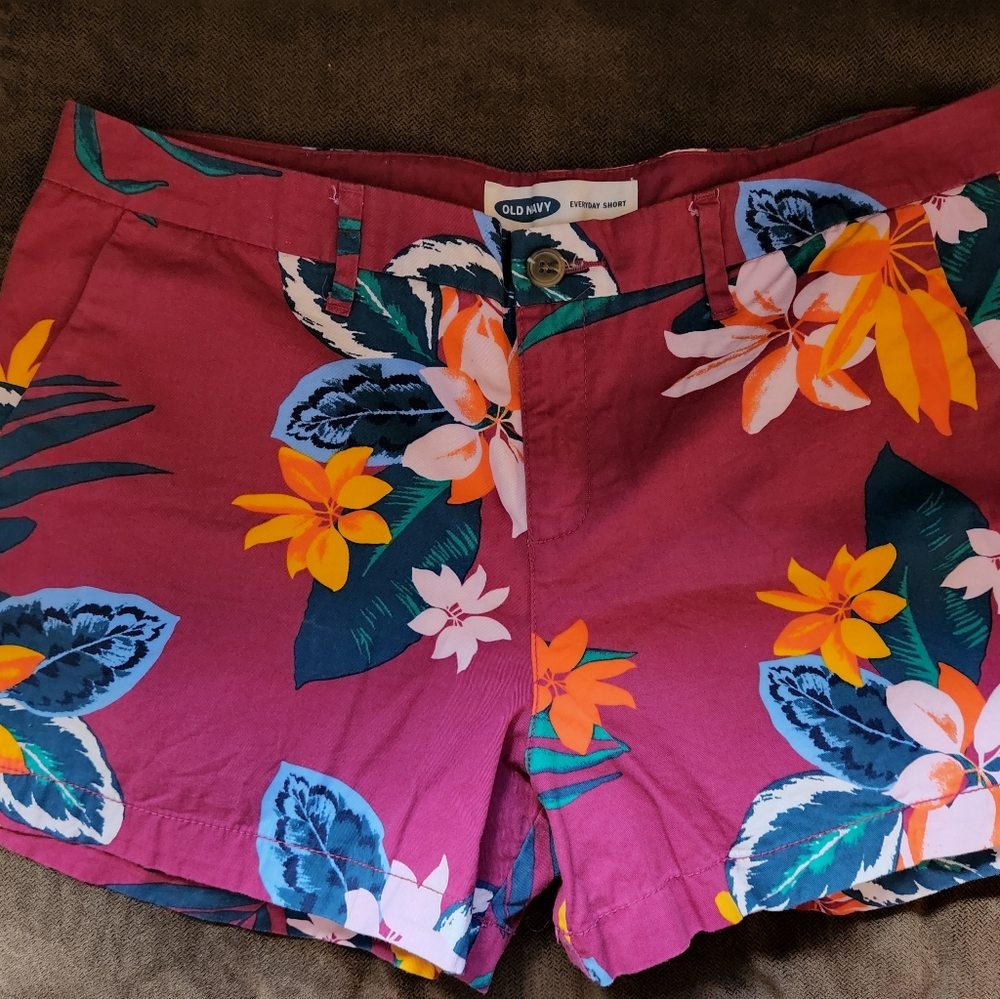 Old Navy Floral Print Pink Shorts